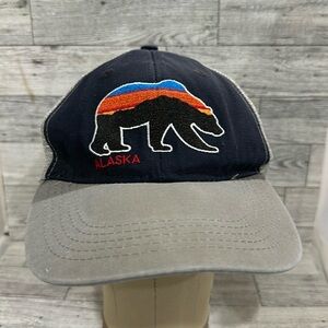 Alaska mountain bear gray distressed trucker baseball cap hat